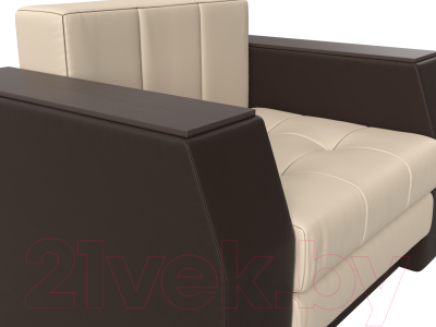 Кресло-кровать Лига Диванов Атлантида / 28408 (экокожа, бежевый/коричневый)