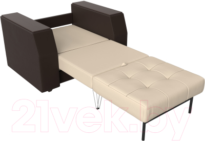 Кресло-кровать Лига Диванов Атлантида / 28408 (экокожа, бежевый/коричневый)