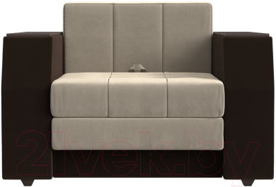 Кресло-кровать Лига Диванов Атлантида / 28414 (микровельвет, бежевый/коричневый)