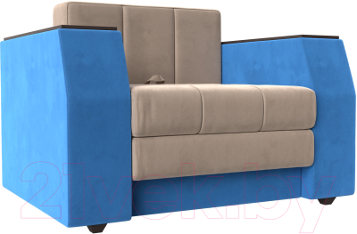 Кресло-кровать Лига Диванов Атлантида / 113844 (велюр, бежевый/голубой)