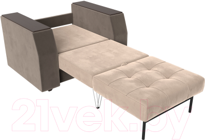 Кресло-кровать Лига Диванов Атлантида / 113846 (велюр, бежевый/коричневый)