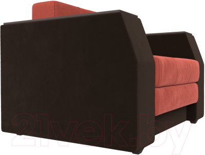 Кресло-кровать Лига Диванов Атлантида / 113862 (микровельвет, коралловый/коричневый)
