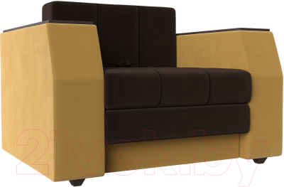 Кресло-кровать Лига Диванов Атлантида / 113863 (микровельвет, коричневый/желтый)