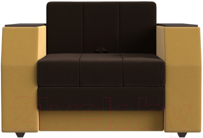 Кресло-кровать Лига Диванов Атлантида / 113863 (микровельвет, коричневый/желтый)