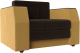 Кресло-кровать Лига Диванов Атлантида / 113863 (микровельвет, коричневый/желтый) - 