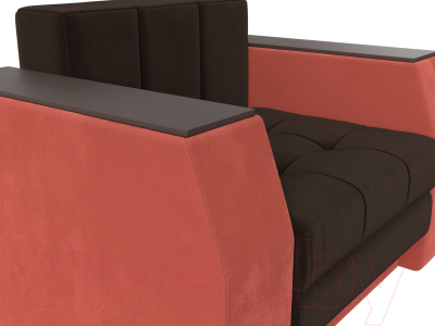 Кресло-кровать Лига Диванов Атлантида / 113864 (микровельвет, коричневый/коралловый)