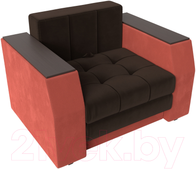Кресло-кровать Лига Диванов Атлантида / 113864 (микровельвет, коричневый/коралловый)