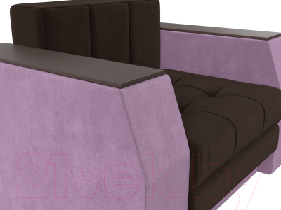 Кресло-кровать Лига Диванов Атлантида / 113866 (микровельвет, коричневый/сиреневый)
