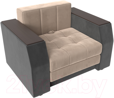 Кресло-кровать Лига Диванов Атлантида / 113847 (велюр, бежевый/серый)