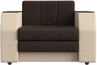Кресло-кровать Лига Диванов Атлантида / 113884 (экокожа, коричневый/бежевый)