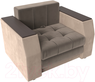 Кресло-кровать Лига Диванов Атлантида / 113850 (велюр, коричневый/бежевый)