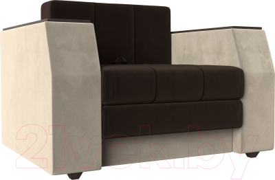 Кресло-кровать Лига Диванов Атлантида / 113851 (микровельвет, коричневый/бежевый)