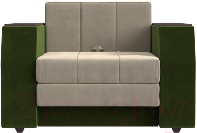 Кресло-кровать Лига Диванов Атлантида / 113852 (микровельвет, бежевый/зеленый)