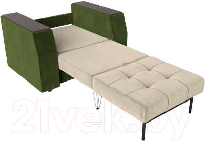 Кресло-кровать Лига Диванов Атлантида / 113852 (микровельвет, бежевый/зеленый)