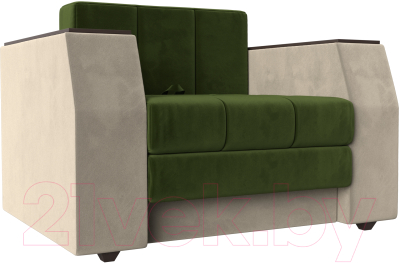 Кресло-кровать Лига Диванов Атлантида / 113853 (микровельвет, зеленый/бежевый)