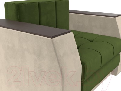 Кресло-кровать Лига Диванов Атлантида / 113853 (микровельвет, зеленый/бежевый)