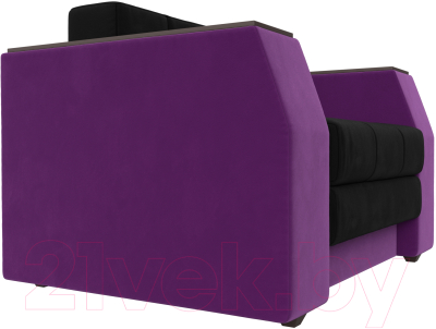 Кресло-кровать Лига Диванов Атлантида / 113854 (микровельвет, черный/фиолетовый)