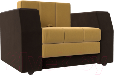 Кресло-кровать Лига Диванов Атлантида / 113860 (микровельвет, желтый/коричневый)