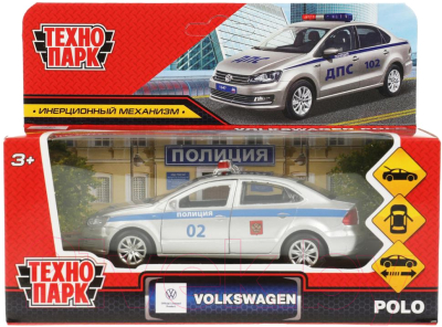 Автомобиль игрушечный Технопарк Volkswagen Polo Полиция / POLO-12POL-SR