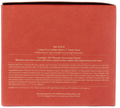 Изображение товара Пэд для лица The Saem Urban Eco Golden Berry C Toner Pack