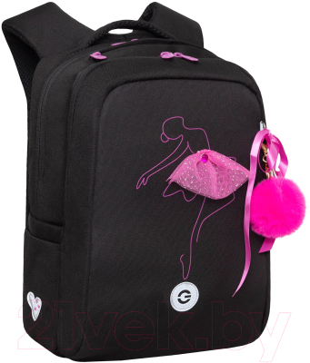 Школьный рюкзак Grizzly RG-366-1 (черный/розовый)