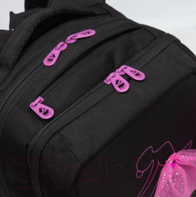 Школьный рюкзак Grizzly RG-366-1 (черный/розовый)