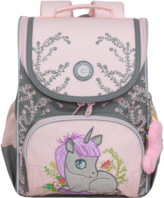 Школьный рюкзак Grizzly RAm-384-5 (розовый/серый)