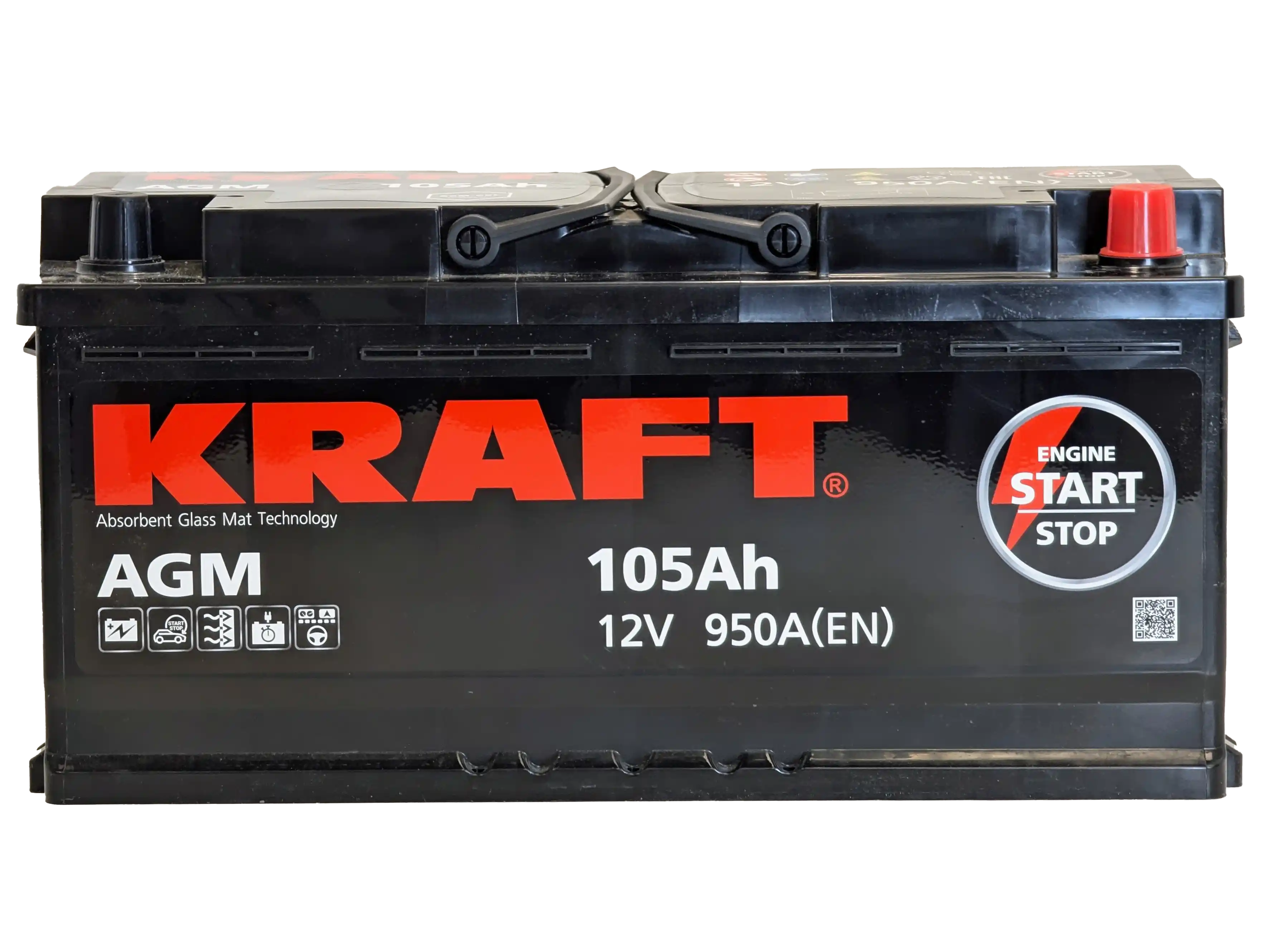 Автомобильный аккумулятор KrafT AGM 105 R / AGM-L6 (105 А/ч) — фото 3