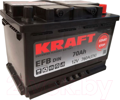Автомобильный аккумулятор KrafT EFB 70 R / EFB-L3 (70 А/ч)