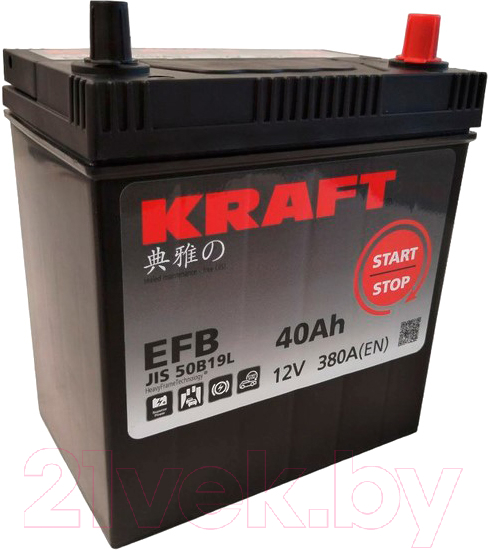 Автомобильный аккумулятор KrafT EFB Asia 40 JR / EFB-B20