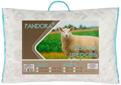 Подушка для сна PANDORA Овечья шерсть тик 50x70
