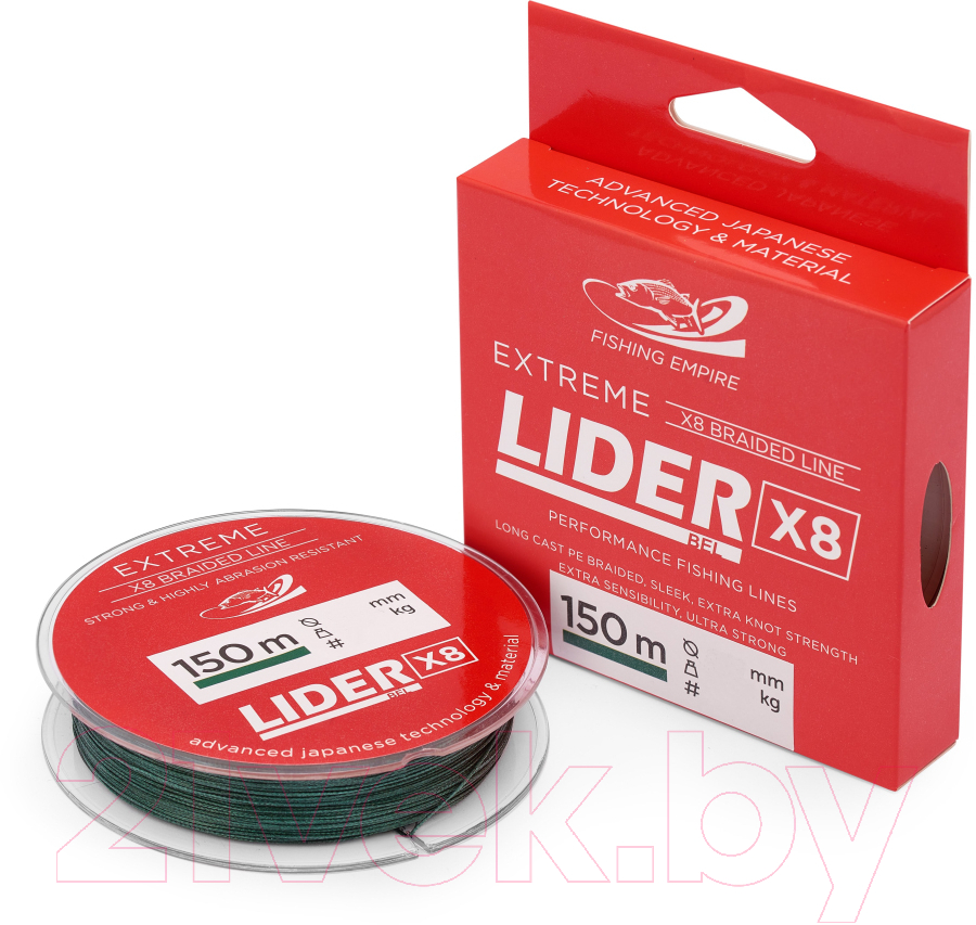 Леска плетеная Fishing Empire Lider Extreme X8 Green 0.10мм 150м / X8MG-010 — фото 2