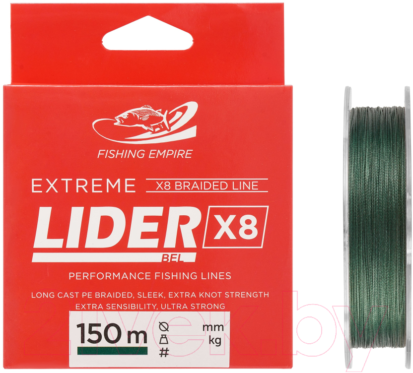 Леска плетеная Fishing Empire Lider Extreme X8 Green 0.10мм 150м / X8MG-010 — фото 3