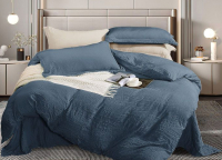 Комплект постельного белья Бояртекс Мятка №19-4118 2.0 с европростыней (темный деним) - 