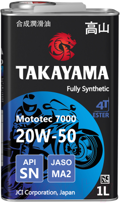 Моторное масло Takayama Mototec 7000 4T 20W50 / 605578 (1л)