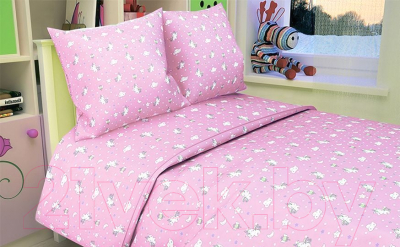 Комплект постельный для малышей Акварелька Единорожки №101 (бязь, розовый)