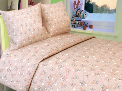 Комплект постельный для малышей Акварелька Зайчишки №162 (бязь, бежевый)