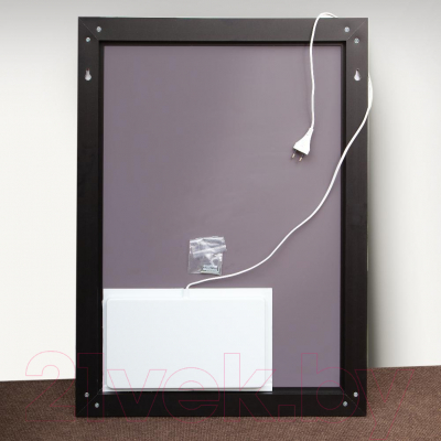 Зеркало Бриклаер Лофт 60 сенсор бесконтактный, часы (серебристый/черный)