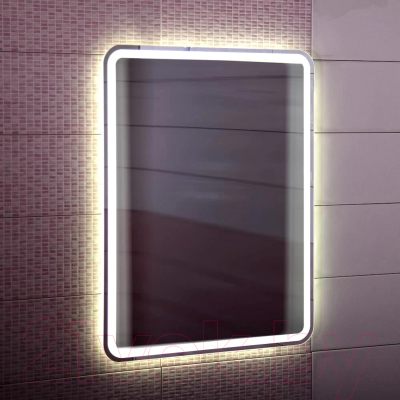 Зеркало Бриклаер Эстель-1 60 LED кнопка (серебристый)