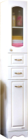 Шкаф-пенал для ванной Бриклаер Анна 32 с корзиной универсальный (белый глянец) - 