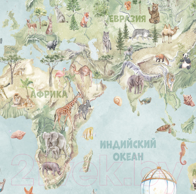 Фотообои листовые Citydecor Детская Карта мира 337 (312x265)