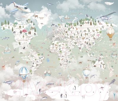 Фотообои листовые Citydecor Детская Карта мира 351 (312x265)