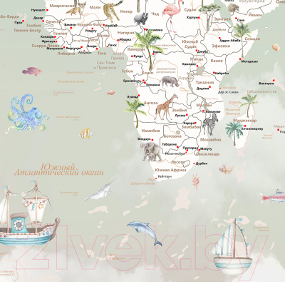 Фотообои листовые Citydecor Детская Карта мира 351 (312x265)