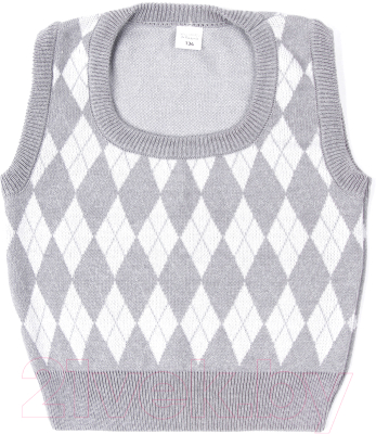 Жилет детский Amarobaby Knit Romb / AB-OD23-KNIT10R/1100-140 (серый/белый, р.140)