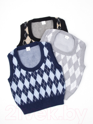 Жилет детский Amarobaby Knit Romb / AB-OD23-KNIT10R/0903-146 (черный/бежевый, р.146)