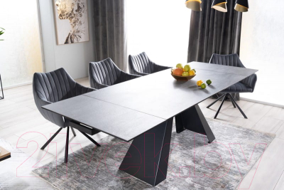 Обеденный стол Signal Salvadore Ceramic раскладной 180-260x90 (серый мрамор/черный матовый)