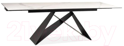 Обеденный стол Signal Westin III Ceramic 180-260x90 (белый мрамор/черный матовый)