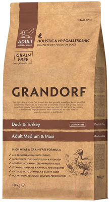 Сухой корм для собак Grandorf Medium&Maxi Breeds Duck&Turkey (10кг)
