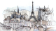 Фотообои листовые Citydecor Акварельный Париж (468x265) - 