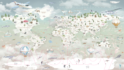 Фотообои листовые Citydecor Детская Карта мира 351 (468x265)